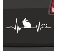 Autocollant motif lapin battement de cœur - 6 tailles - 21 couleurs