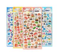 Autocollant motif sushi en relief pour cadeau créatif, jeu sensoriel, activité artistique et décoration d'intérieur, fournitures d'artisanat pour enfants