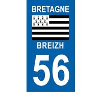 Autocollant Moto immatriculation 56 - Morbihan