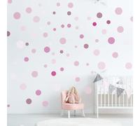 Autocollant mural 100 points pour la chambre d'enfant - ensemble d'autocollants muraux - points à coller sur la décoration murale autocollant mural - film mural, Violet - Lilas - Rose