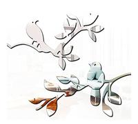 Autocollant mural 3D en acrylique avec effet miroir et branche d'oiseau amovible pour maison, salon, chambre à coucher, bureau, café