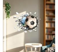 Autocollant mural 3D en forme de ballon de football avec texture photoréaliste pour une apparence authentique de mur cassé en intérieur