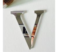 Autocollant mural 3D lettre argentée miroir 150 mm, lettre V