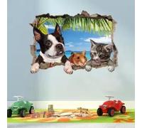 Autocollant Mural 3d Motif Chat Chien, Élégant, Imperméable, Art Mural, Arrière-Plan De Salon, Décoration Murale De La Télévision, Spécifications: 50x70cm