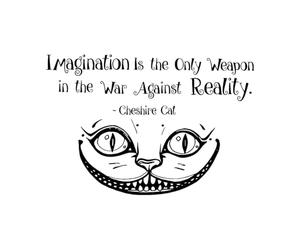 Autocollant mural Alice au pays des merveilles Citations L'imagination est la seule décalcomanie en vinyle Décoration murale pour chambre d'enfant Grand format - 58x88cm