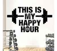 Autocollant mural amovible en vinyle avec citations « This is My Happy Hour Gym » - 58 x 33 cm