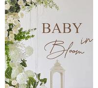 Autocollant mural amovible en vinyle avec inscription « Baby in Bloom » pour fille ou garçon, motif arche de ballons, panneau de bienvenue pour fête prénatale, toile de fond de fête, décoration de