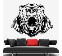 Autocollant mural amovible en vinyle pour bodybuilder - Motif ours grizzli - 70 x 57 cm