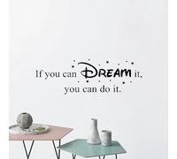 Autocollant mural amovible « If You Can Dream It You Can Do It » - Noir - Pour chambre à coucher ou salle d'étude, créant une atmosphère inspirante et encourageante - 58 cm x 19 cm