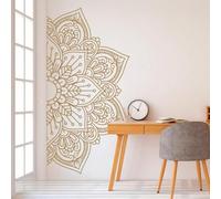 Autocollant mural amovible Mandala pour la maison ou le bureau - Autocollant en vinyle pour surfaces lisses y compris les portes et le carrelage (doré, 42 x 82 cm)