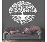 Autocollant mural arbre de vie pour école, bibliothèque, salle d'étude, chambre à coucher, salon, décoration de la maison, papier peint en vinyle, n°2 blanc, 85 x 72 cm