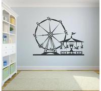 Autocollant mural autocollant de grande roue Carrousel d’attractions Art Vinyle autocollant fenêtre Décoration de chambre des enfants