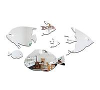 Autocollant mural, autocollant mural miroir bricolage, autocollants muraux école de poisson Art Decor Sticker mural chambre/salle de bain/chambre/salon/décoration de toile de fond (argent)(1)