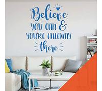 Autocollant mural avec citation « Believe You Can and You're Halfway There » - Orange
