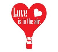 Autocollant mural avec citation « Family Love is in The Air » - Décoration murale en forme de cœur rouge - Motif montgolfière - Dure des années - Facilement amovible - Taille : 61 cm (l) x 76,2 cm (H)