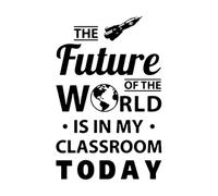 Autocollant mural avec citation sur l'avenir de la salle de classe du monde Étude Éducation Inspirante Autocollant en vinyle Connaissances Salle des enseignants-S-57x37cm-Black