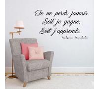 Autocollant mural avec citations françaises Je ne Perds Jamais Soit Je Gagne Soit J'apprends Décoration d'intérieur 42 x 65 cm