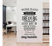 Autocollant mural avec phrases inspirantes pour le bureau, grand autocollant mural avec phrases inspirantes « Ne jamais abandonner, travailler dur », décoration murale de bureau