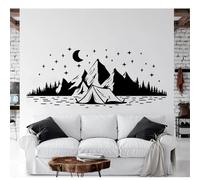 Autocollant mural Black Creative Camping Voyage Hill Moon Wall Room Kids Camping-car Explorer jungle forest Nature sticker