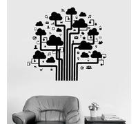 Autocollant mural Black Internet Tech Communication, autocollant décoratif murale Boys Playroom Mural