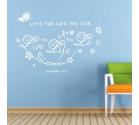 Autocollant Mural Bob Marley Amovibble En Vinyle, Citation Love The Life You Live, Autocollant D'art, Décalcomanies Murales, Décoration De Salon