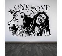Autocollant Mural Bob Marley Lion Zion Amour Cannabis Citation Affiche En Vinyle Amovible Décoration D'Art À La Maison 57 * 75Cm