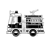 Autocollant mural camion de pompier pour chambre de garçon, salle de jeux, voiture de pompier, véhicule de construction, camion de pompier, autocollant mural en vinyle, grand format - 46 x 65 cm