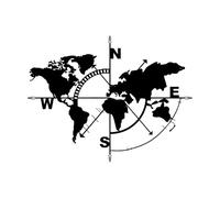 Autocollant mural carte du monde carte du monde boussole continent autocollant mural décoration de bureau à domicile vinyle intérieur suspendu-XL-72x92cm-Black