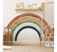 Autocollant mural coloré de dessin animé, grand motif aquarelle, marron, doré, vert, bleu marine, décoration moderne pour chambre d'enfant, 200 x 39,5 cm