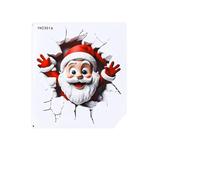 Autocollant mural créatif de Noël, effet 3D réaliste, Père Noël, renne percé, décalcomanie murale amusante pour fenêtre, salon, chambre à coucher, décoration de fête