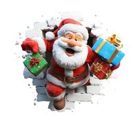 Autocollant Mural Créatif Du Père Noel | Autocollants Muraux Du Père Noels Qui Brisent Les Wall | Autocollants Murauxes 3D En Forme Pères Noel Brisé À Décoller Et À Coller | Autocollant Muraux