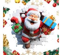 Autocollant Mural Créatif Du Père Noël | Décalcomanies Murales Du Père Noël Qui Brisent Autocollant Decoratif Noel Effet 3D Santa Claus Wall Smashing Sticker Fenetre Mural Facile A Decoller
