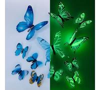 Autocollant mural créatif papillon lumineux 3D, 12 pièces, à la mode, pour bricolage, Art mural moderne, décorations pour la maison, cadeau DIY, nouvelle collection Jaune