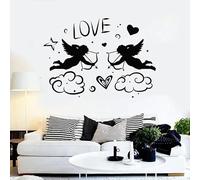 Autocollant mural Cupidons avec nœud Love Angels Cœur Romance Chambre de bébé Décoration de la maison Vinyle Stickers de fenêtre Art Papier peint 42 x 59 cm