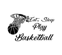Autocollant mural de basket-ball, mange, dors et joue, autocollants muraux de basket-ball, autocollants muraux de sport, chambre d'enfants, maison-S-34x57cm-Black
