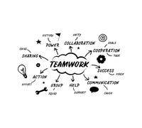 Autocollant mural de coopération pour le travail d'équipe au bureau, citation inspirante et motivante-S-33x56cm-Black