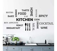 Autocollant mural de cuisine avec citation de motivation - Décoration murale en vinyle - Art mural - Design d'intérieur - Autocollants de transfert - Citations familiales - Pochoirs décoratifs - Mot