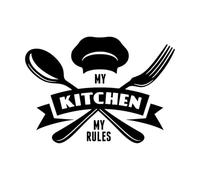 Autocollant mural de cuisine Citation Slogan de cuisine Ma cuisine Mes règles Sticker mural pour cuisine Restaurant Mrual Vinyl-S-30x42cm-Black