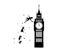 Autocollant mural de dessin animé Londres Big Ben Sticker mural Décoration salon vinyle auto-adhésif chambre d'enfants papier intérieur-S-42x29cm-Black