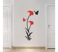 Autocollant mural de fleur de lis 3D pour salon chambre à coucher canapé toile de fond TV fond mural,DIY stickers muraux décorations murales décoration murale (59 x 31 in, Rouge)
