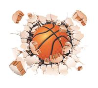 Autocollant mural de football, autocollant mural de sport, ballon de sport | Sticker mural 3D Visual Ball Break Through The Wall Décoration murale pour chambre à coucher, salle de jeux, peinture murale