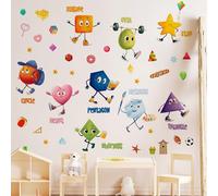 Autocollant mural de formes colorées, autocollant mural géométrique, à décoller et à coller, décoration murale éducative, décoration d'apprentissage amovible, pour chambre d'enfant, salle de jeux