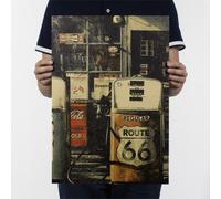 Autocollant Mural De La Route 66 Pour Station-Service Des États-Unis, Affiche En Papier Kraft Rétro Nostalgique