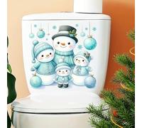 Autocollant mural de Noël avec bonhomme de neige pour abattant de toilettes, poisson, oiseau, fleur, feuille, étanche, pour abattant de toilettes, réservoir, salle de bain