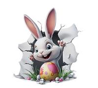 Autocollant Mural De Pâques - 11,42 Pouces, Décoration Murale En Forme De Lapin | Autocollant Lapin Oeuf - PVC Léger 35 G, Design Plat Auto-adhésif Avec Effet D'illusion 3D Pour Décorer Le Salon, La C