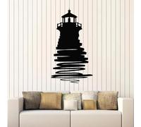 Autocollant mural de phare autocollant en vinyle de plage en silhouette décoration créative de la salle de bain du salon