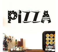 Autocollant mural de pizza Décoration de papier peint Épisode de pizza pour cuisine Vinyle amovible décoration de la maison de grande taille 59cm X 19cm