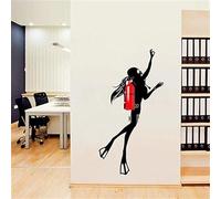 Autocollant mural de plongée en feu, autocollant d'art mural for décoration de bureau, revêtement d'extincteur en PVC, décoration murale de bureau(Size:G)