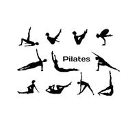 Autocollant mural de posture de Pilates Style de vie Pose de yoga nastics Sport Décoration intérieure Vinyle Fenêtre-S-57x38cm-Black