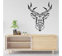 Autocollant mural de style nordique. Vinyle décoratif de cerf. Lame adhésive géométrique avec des détails sur les animaux de montagne. Décoration de maison minimaliste, bureau, magasin.